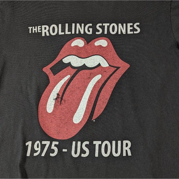 The ROLLING STONES Faded T-shirt Distressed Classic Rock Tee Black sz L - Picture 2 of 5